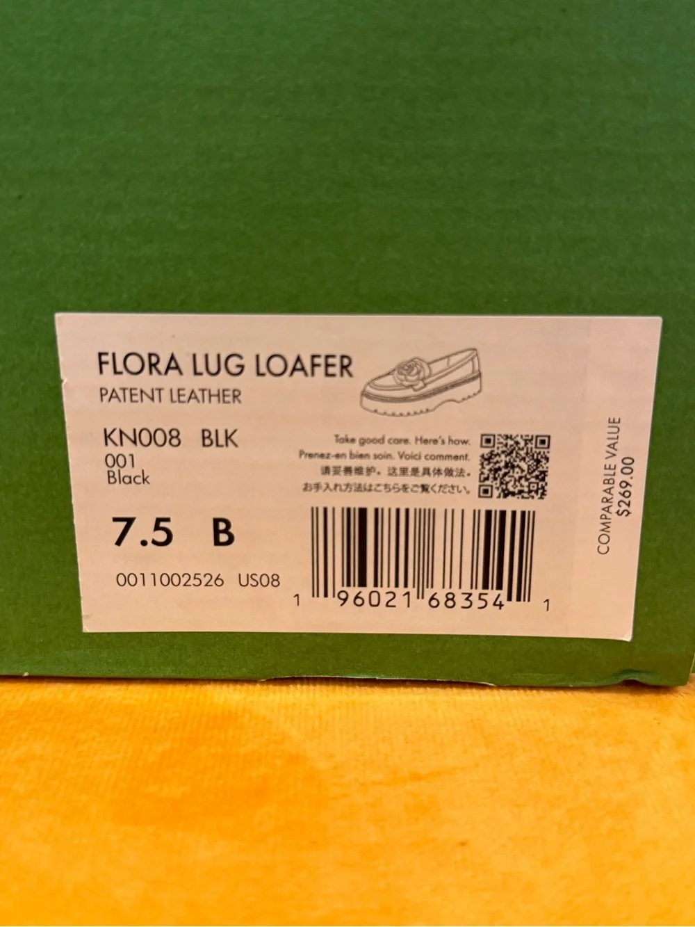 New kate spade Black Flora Lug Loafer